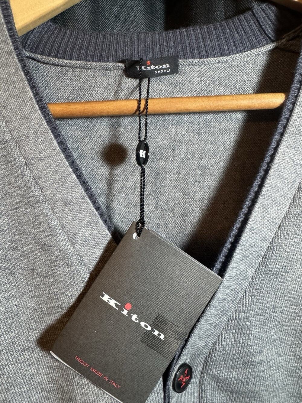 Kiton Napoli Men’s Cardigan Grey Size L Brand New With Tags
